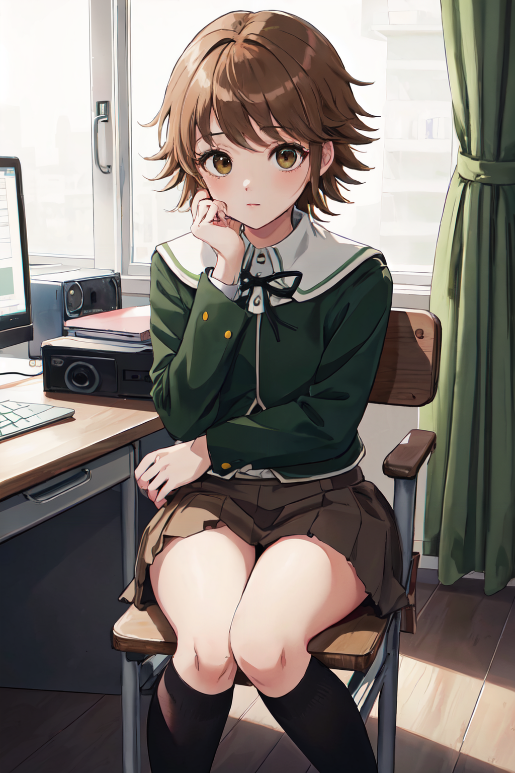 01673-1916303211-(8k, RAW photo, best quality, masterpiece_1.2), ultra-detailed,1girl, solo, _fujisaki chihiro, otoko no ko, _green jacket, ribbo.png